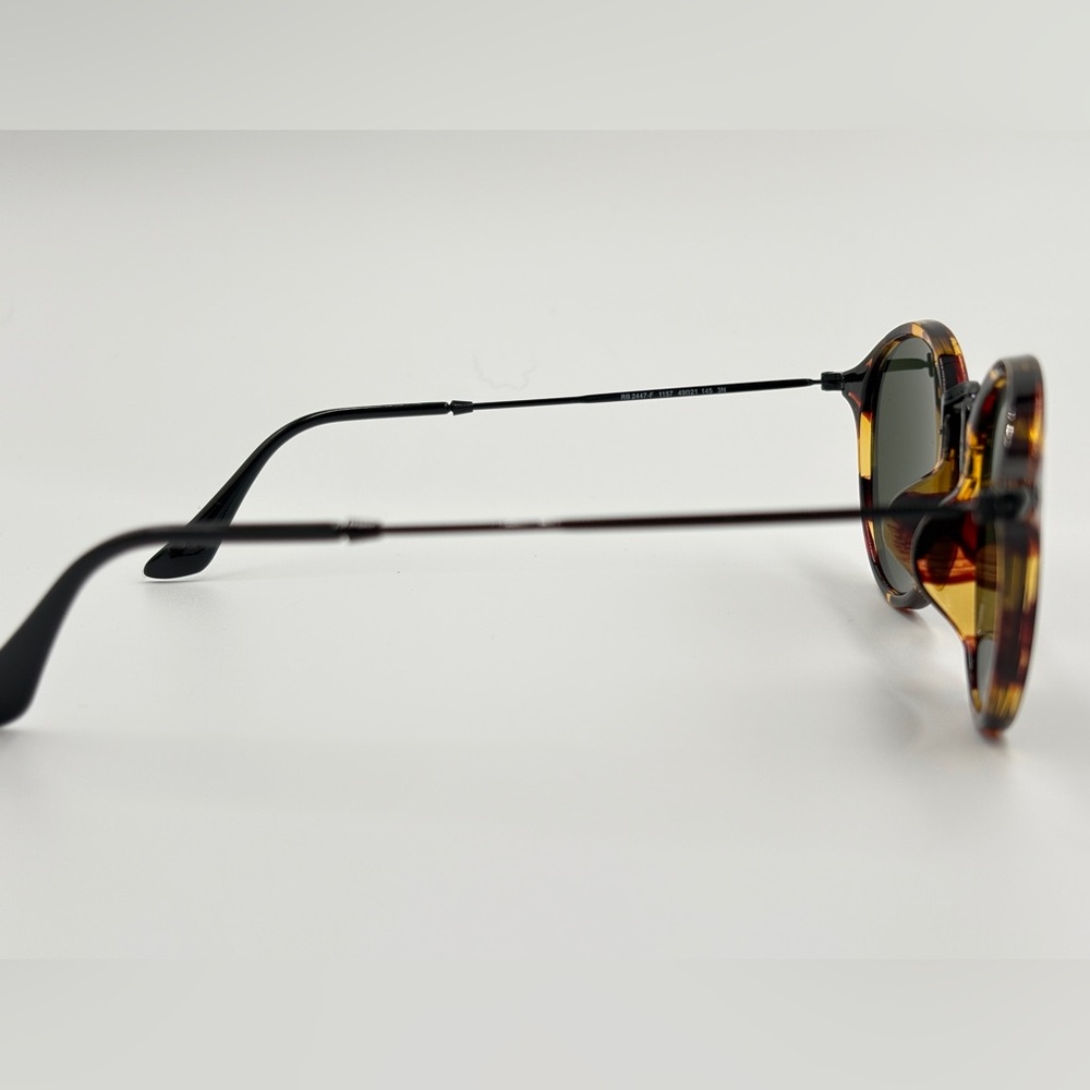 Beautiful Ray-Ban Round Fleck Sunglasses Rb2447 Unisex Black Havana 49-21-145 - Picture 11 of 14